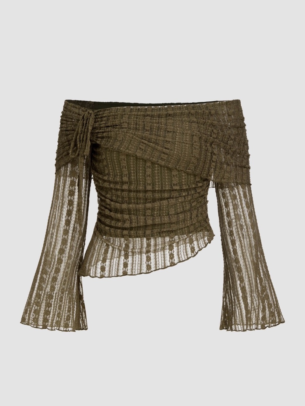Cider Sheer Lace Knit Top in Taupe